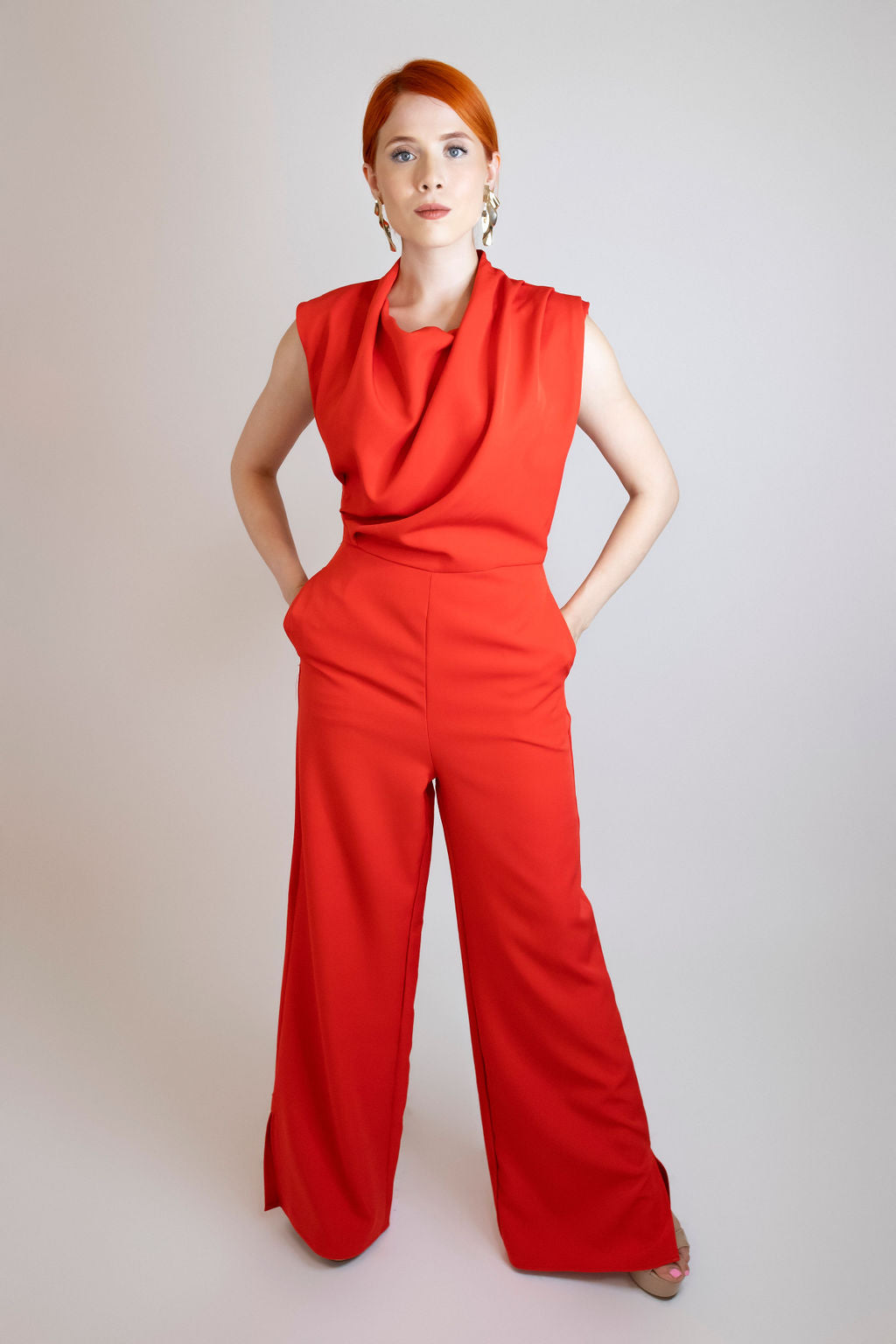HIGH COWL NECK JUMPSUIT