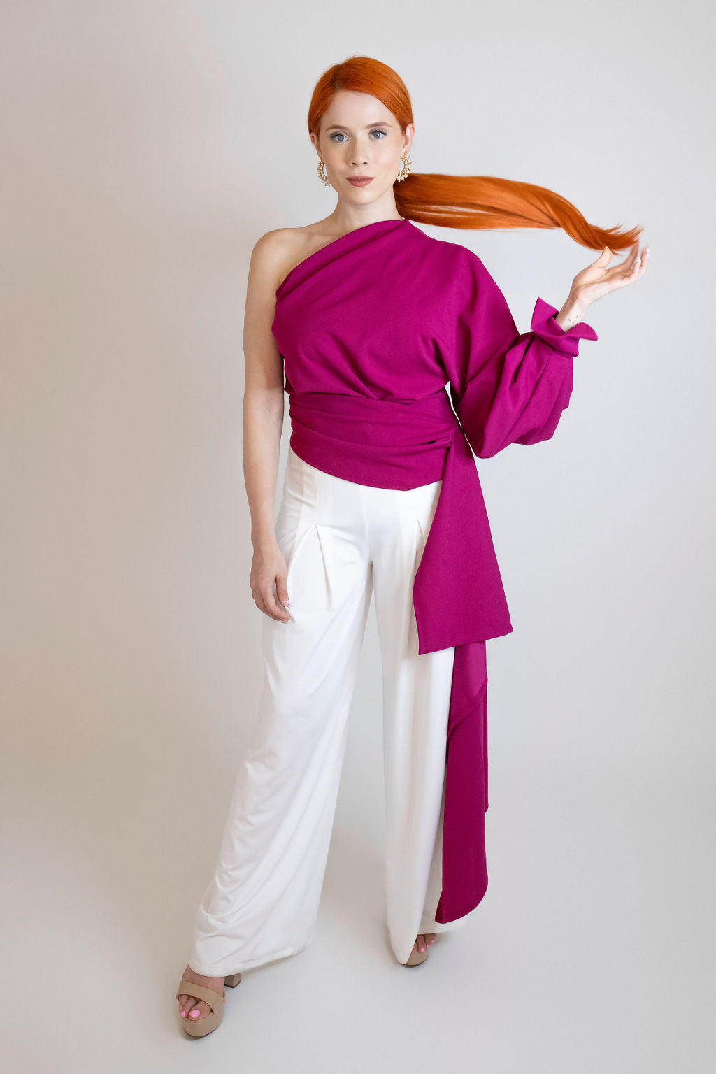 GREECE ONE SLEEVE BLOUSE