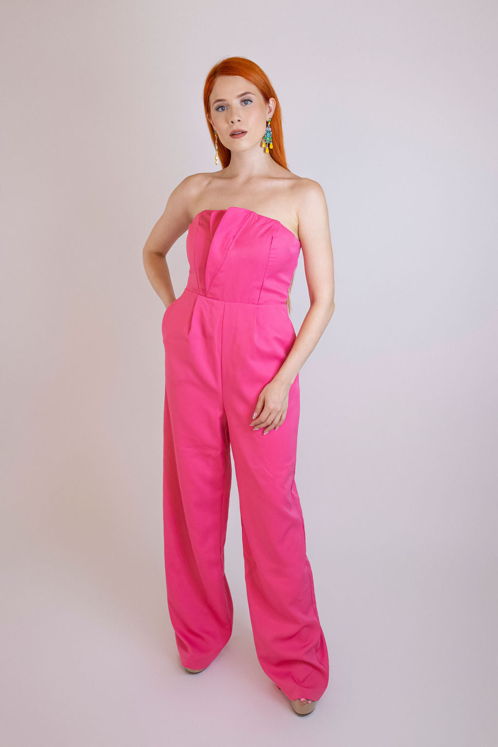 STRAPLESS PINK JUMPSUIT